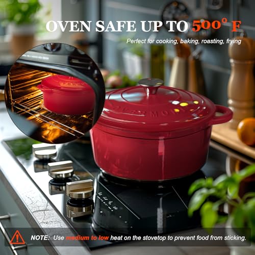 Enameled Cast Iron Dutch Oven (4.5 Quart / Cherry red)