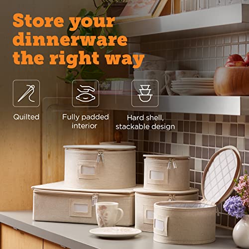 China Storage Containers (Cream / 5 Piece Quilted Set for China Storage)