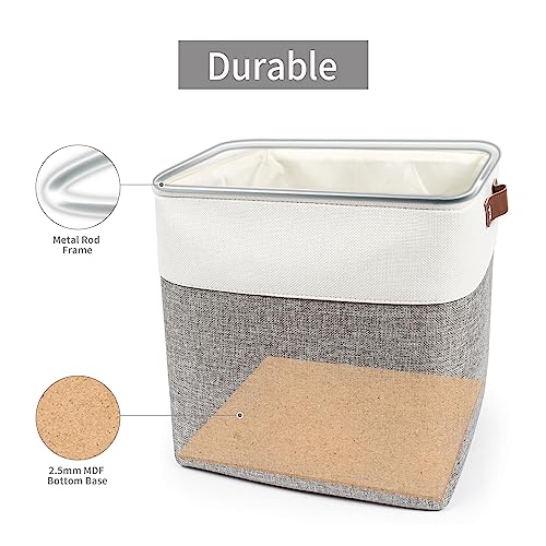 13x13 Cube Storage Bins (Gray / Off-White / Cube - 13"x13"x13")