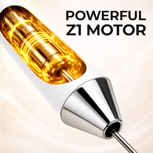 Rechargeable Milk Frother Handheld (Freezing White / Rechargeable Z1 Motor Max)