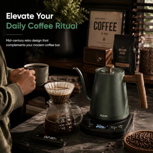 Gooseneck Electric Kettle with Temperature Control (Green)