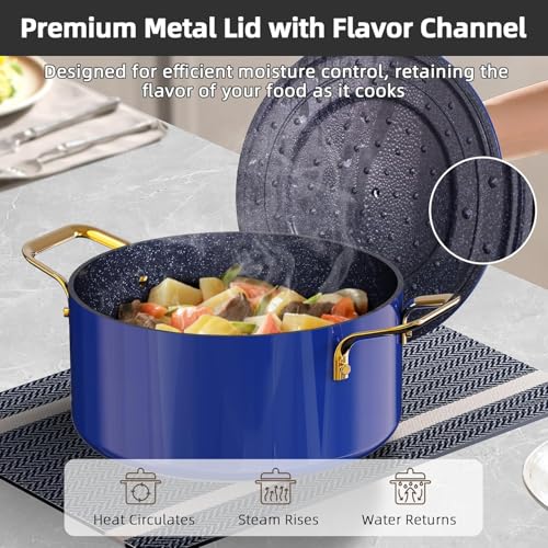 Lux LE 13Pc Ceramic Cookware Set with Elegant Gold Handle (Blueberry LE)