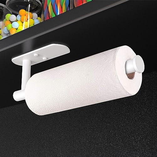 Self Adhesive Paper Towel Holder Under Cabinet Mount (White / 2 Pack)