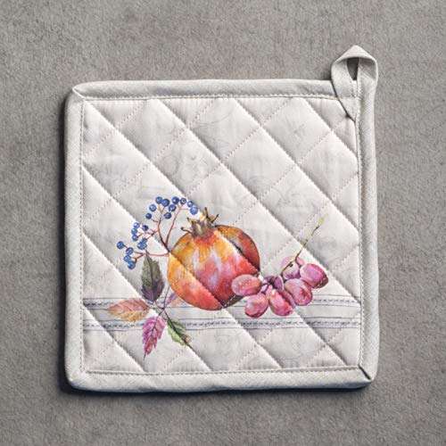 Pot Holders 100% Cotton Potholders (089 - Fruit D'hiver / 8" x 8" (Pot Holder Pack of 2))