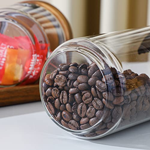 54 Oz Tall Glass Jars with Airtight Wood Lids (54 OZ SET OF 3)