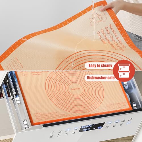 Silicone Pastry Mat 36x24 Inch Extra Large Baking Mat with Measurements (Orange / 24"L x 36"W)