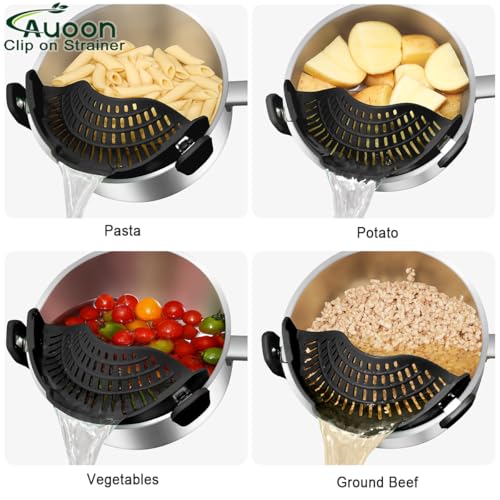 Pot Strainer Clip on Silicone (Black / Large 10.45 x 4.33 in)