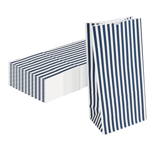 Blue And White Stripe Paper Bag (8 lb / Blue & White)
