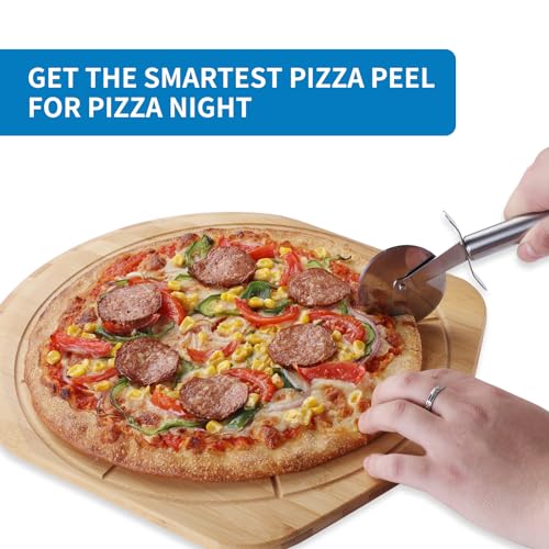 16" Bamboo Pizza Peel with 8 Slice Grooves (X-Large 16"W(23.6" x 16"))