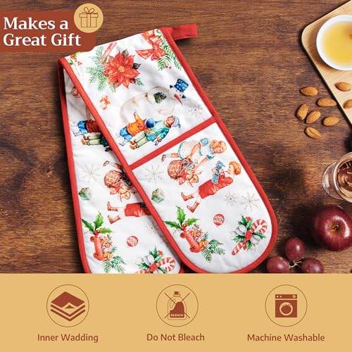 Double Oven Mitts 100% Cotton Double Oven Glove (101 - Chromo / 7" x 35" (Double Oven Mitt))