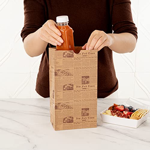 Bag Tek 8 Lb Disposable Lunch Bags 100 Sturdy Take Out Bags (8 lb / Kraft Newsprint)