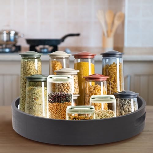 13in Black Bamboo Lazy Susan Turntable Round Organizer for Cabinet (Black-13in / Bamboo)