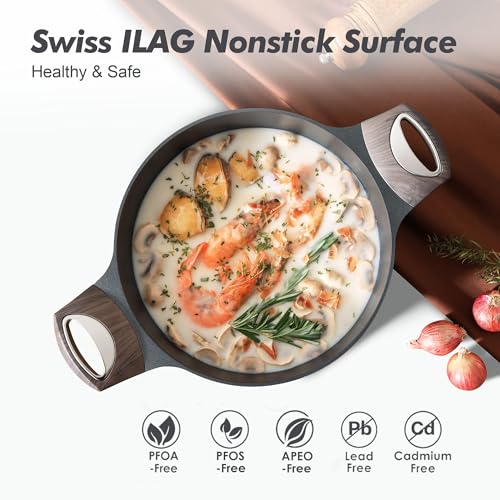 Nonstick Pot Stock Pot with Lid (2.6 Quarts / Classic Black)