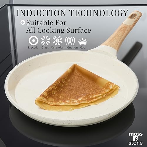 9.5 Inch Nonstick Crepe Pan with Spreader (Stove Crepe Pan / Stove White)
