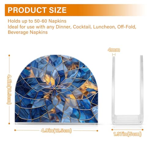 Stained Glass Blue Pattern Napkin Holder for Table Paper Napkins Holder Acrylic Tissue Dispenser Kitchen Dining Room Bathroom Party Car Decor