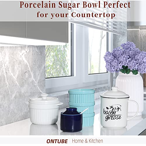 Ceramic Sugar Bowl with Lid and Spoon 8oz