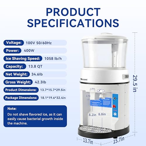Commercial Ice Shaver Machine 400W (12.6Qt)