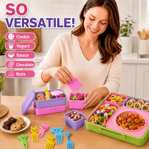 4 Pack Silicone Lunch Containers Compatible with OmieBox (Multicolor-24pcs)
