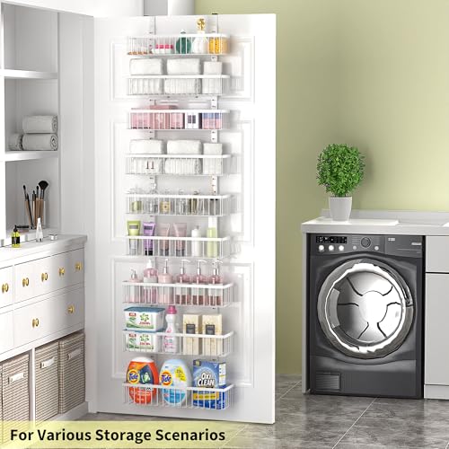 9 Tier White Over The Door Pantry Organizer (White / 9-Tier)