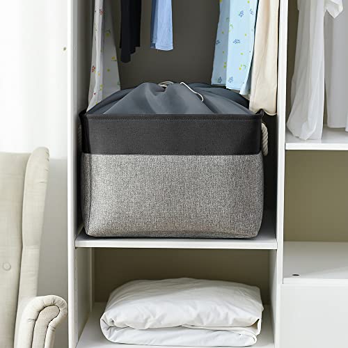 Organization and Storage Basket for Shelves (Black&Grey / 3PCS/Extra Jumbo - 20.5Lx15.7Wx13.8H)