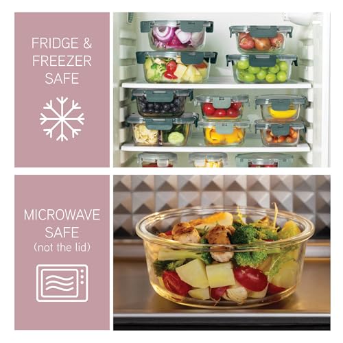 Premium 32 Pc. Borosilicate Glass Food Container Set with Dividers (Pink)