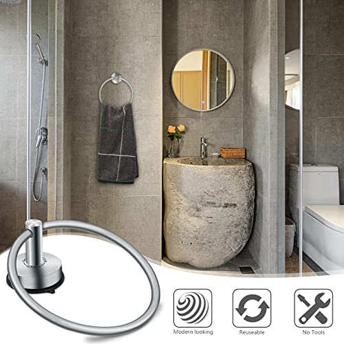 Suction Cup Hand Towel Ring Brushed Nickel Hand Towel Holder for Bathroom Wall SUS 304 Stainless Steel Kitchen Towel Hanger (Brushed / Style #07)