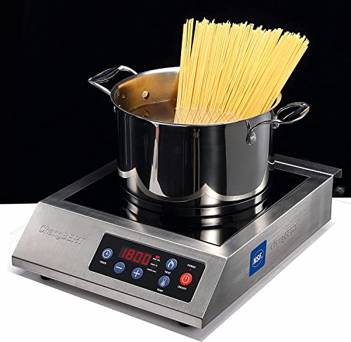 Portable Induction Cooktop 1800W NSF Certified Commercial Range Powerful Countertop Burner Pro Chef Professional Hot Plate Premium Stainless Steel Housing Schott Glass 10 Hours Timer (FlameCold Series 1800W)