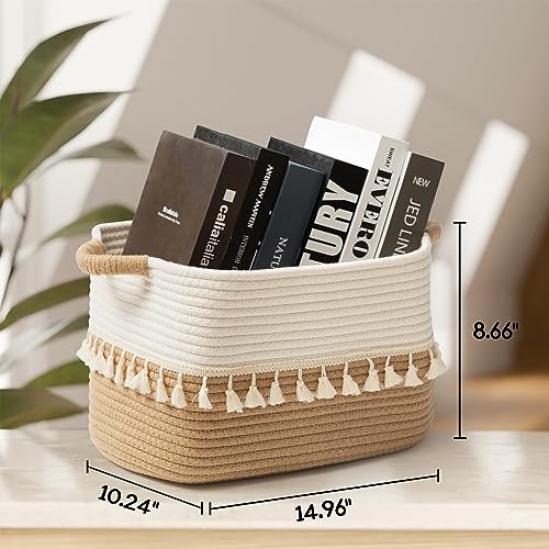 Woven Storage Bin Set of 3 (White & Jute / 3 Pack)
