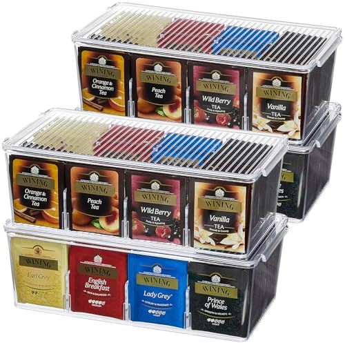 4 Pack 32 Compartment Tea Organizer (Clear / 32-compartment)