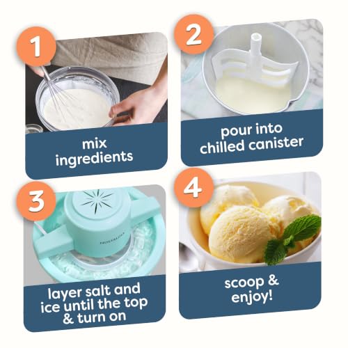 Electric Ice Cream Maker (4 Qt / Aqua/White Wood)