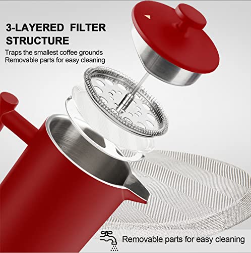 French Press Coffee Maker (Red / 34 oz)