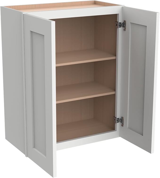 Wall-Mounted Cabinet – Solid Wood Shaker Style Medicine Cabinet with Adjustable Shelves & Soft-Close Doors for Bathroom, Kitchen, and Office Storage (Origami White, 39" W x 12" D x 30" H)