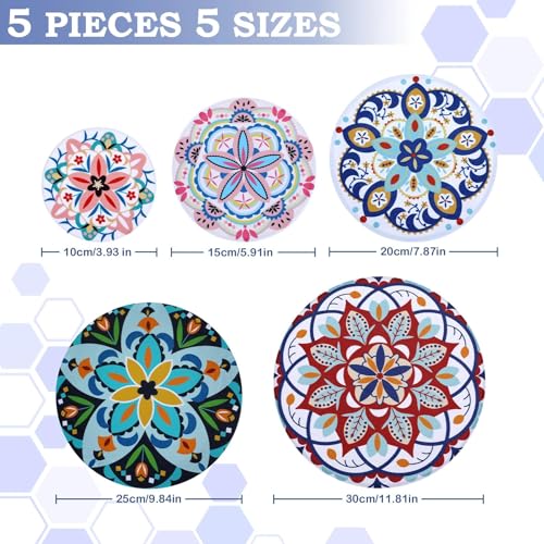 5Pcs Reusable Beeswax Elastic Bowl Covers for Bread Proofing and Food Cover (Pentagonal Floral)