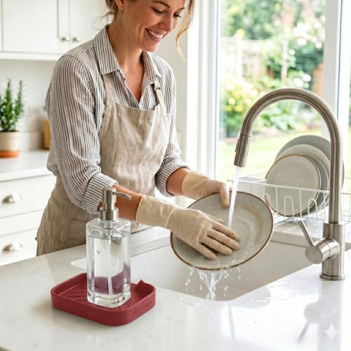 Silicone Soap Dish with Drain Spout (Red / S(4.9"×3.2"))