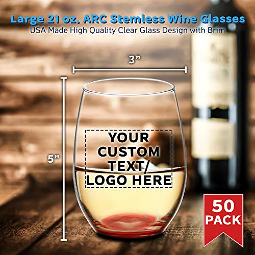 50 ARC Stemless Wine Glasses Set (50 Count)