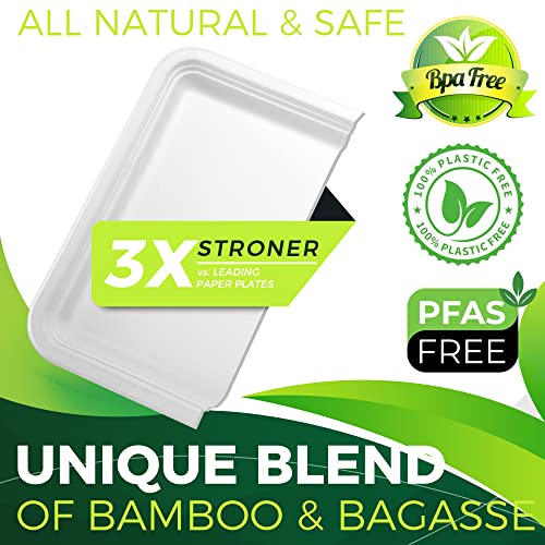 50Pack 14" Heavy Duty Disposable Rectangle Food Trays (White / 14in(50count))