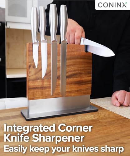 Magnetic Knife Block with Integrated Sharpener