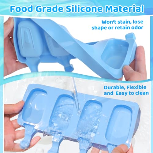 2 Set Silicone Popsicle Molds with 100 Sticks (2 Set / Blue & Green)
