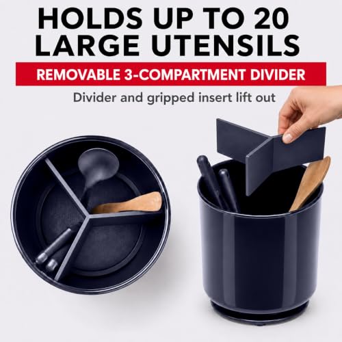 Plastic Large Rotating Navy Blue Kitchen Utensil Holder Countertop Caddy (Midnight Atlantic)