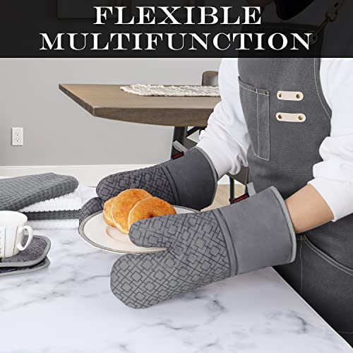 Oven Mitts and Pot Holders Sets 6pcs (Gray)