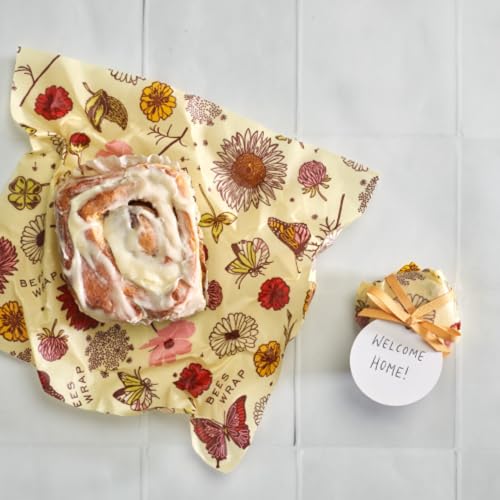 Beeswax Food Wraps (Meadow Magic / 2 Large & 3 Medium)