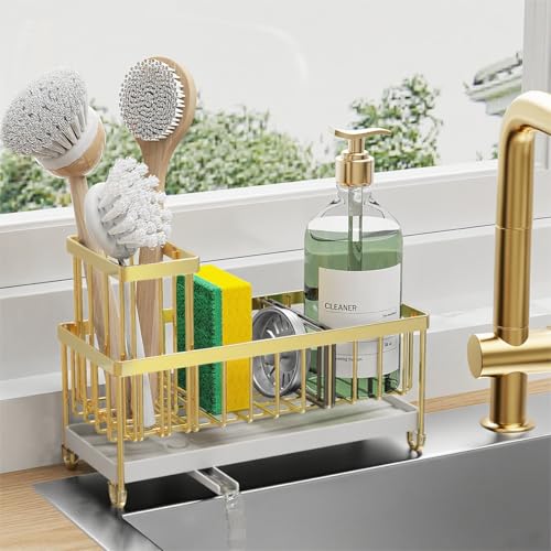 Sponge Holder for Kitchen Sink (Gold - 9.25″)