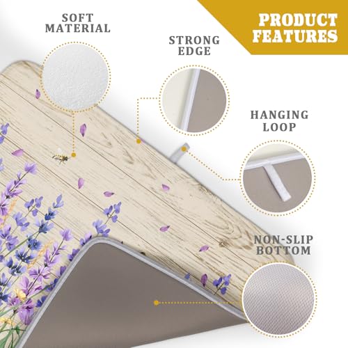 Lavender Floral Dish Drying Mat 18x24 inch Spring Summer Flower Decorative Fast Dry Dishes Drainer Mats Reversible Washable Dish Rack Pad (Lavender Floral / 18" x 24")