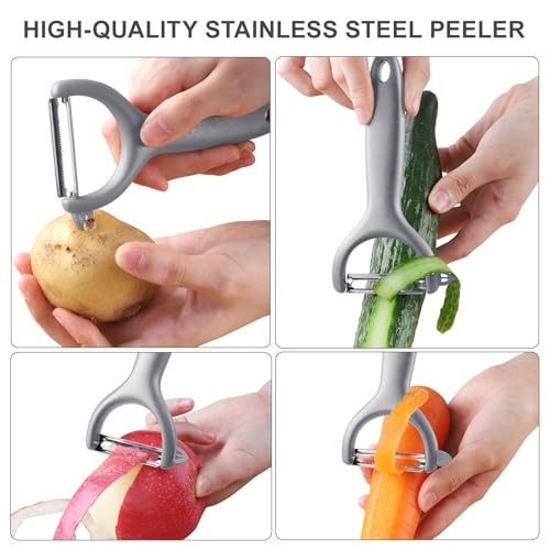 Safe Mandoline Slicer for Kitchen (3rd Gen, Gray)