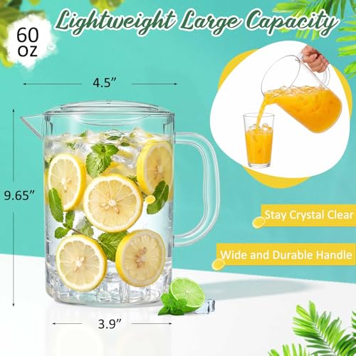 Tessco 12 Pcs Plastic Pitchers 60 Oz Clear Water Beer Jug Large (Fashion)