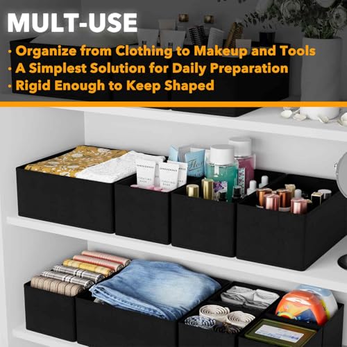 Drawer Organizer for Clothes (6 Pack / Black)