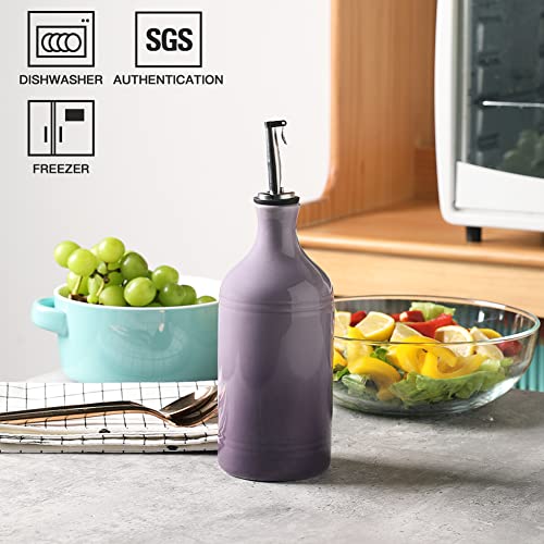 Sweejar Ceramic Olive Oil Dispenser Bottle (15.5 oz, Set of 1 / Gradient Purple)