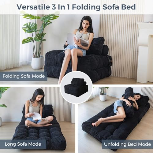 Folding Sofa Bed (Black / Single)
