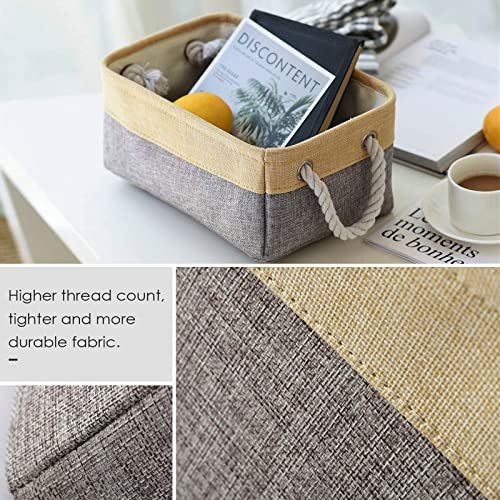 Storage Bins for Organizing (Gold&Grey / 3PCS/Medium -13.8Lx9.8Wx6.7H)