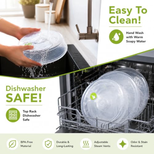 Set of 5 Microwave Plate Covers with Adjustable Steam Vents; Microwave Splatter Covers